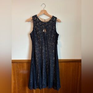 Danny & Nicole Navy and nude Lace Dress NWT